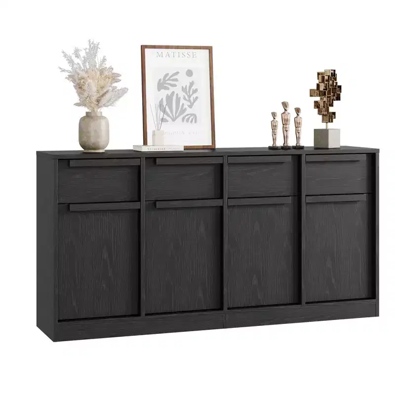62.4 in Large Coffee Cabinet with Storage  Sideboard Buffet Cabinet with 4 Drawers & 4 Doors, Modern Buffet Table for Kitchen