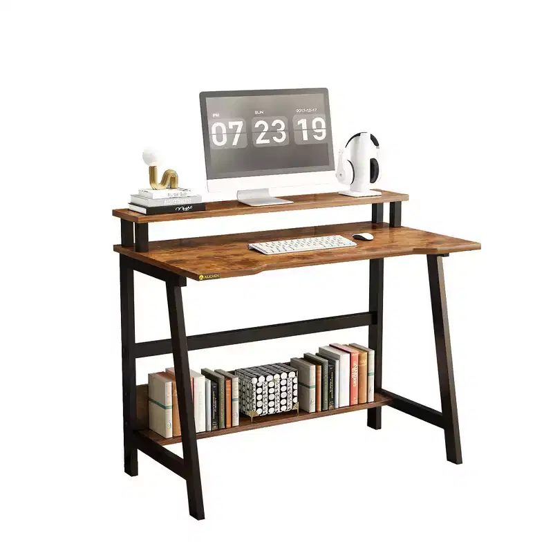 Wooden Computer Desk - Modern Minimalist Design, Integrated Study and Workstation, Space-Saving Structure, Ideal for Home Office and Study