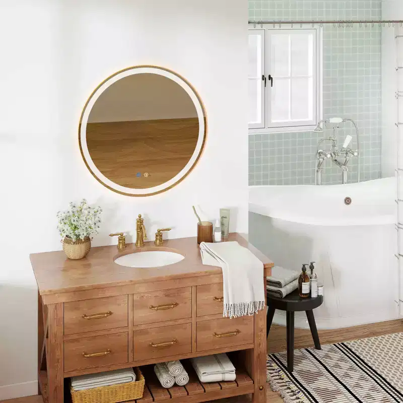 MAYEERTY 24 Inch Smart Anti-fog LED Bathroom Mirror, Circular Dual Lights 3-Color Temperature Memory Dimming