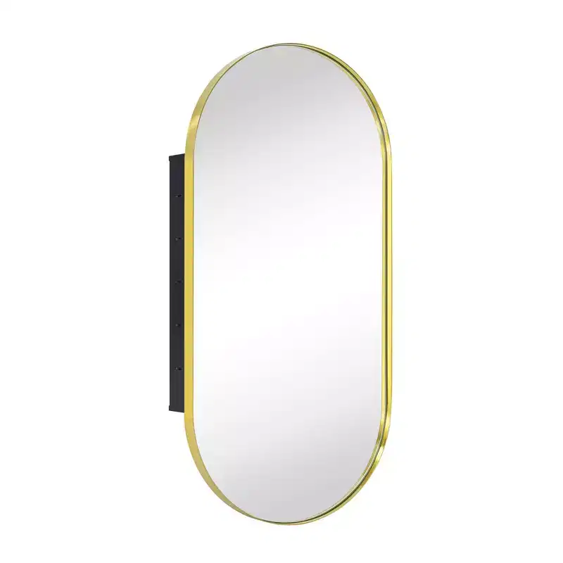 TEHOME Daisy-Mai Oval Pill Shape Metal Framed Recessed Medicine Cabinet with Mirror