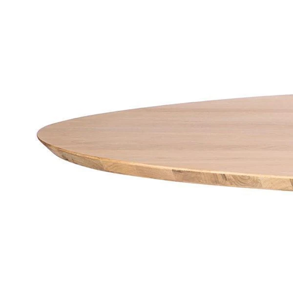 Contemporary Solid Oak Round Coffee Table with Balanced Symmetrical Design for Living Room