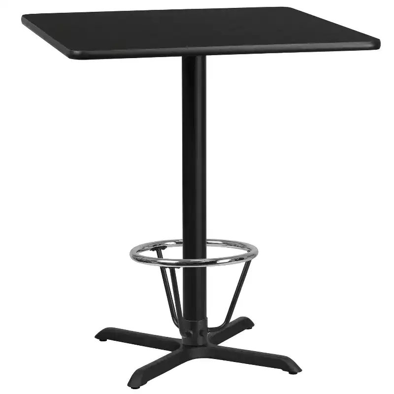 Emma and Oliver 36 Square Laminate Bar Table with 30x30 Foot Ring Base