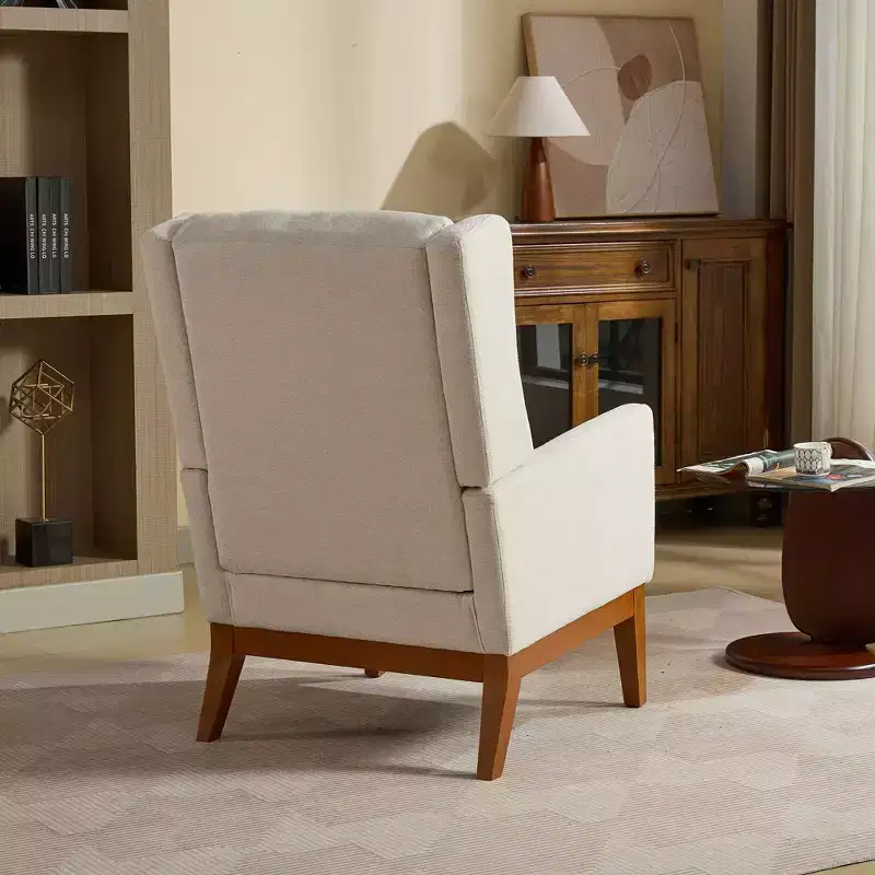 Modern Accent Chair with Upholstered Seat, Solid Wood Frame, High Back Single Sofa for Living Room Bedroom