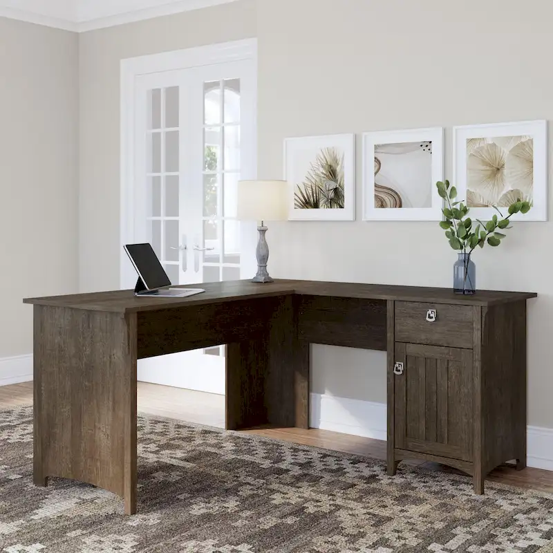 Bush Furniture Salinas 60W L Shaped Desk with Drawers and Storage
