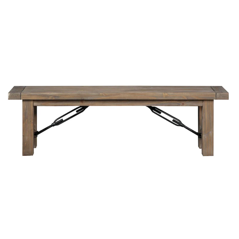 Pine Solid Wood Dining Bench, Farmhouse Industrial Style