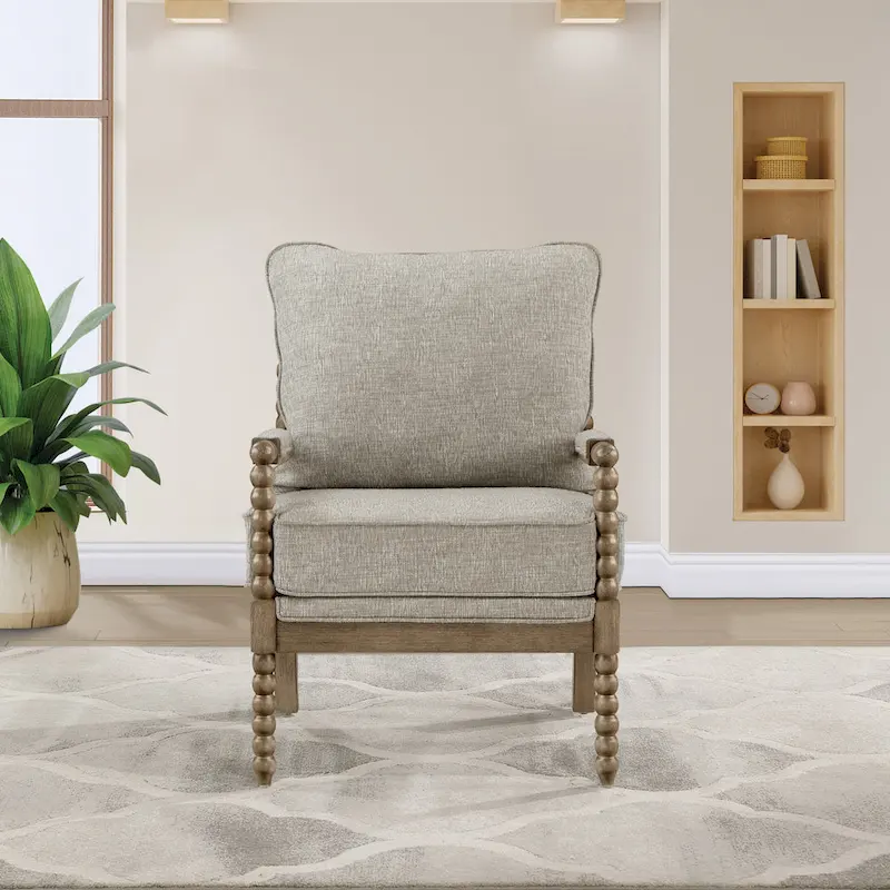 Fletcher Spindle Chair in Fabric with Brushed Charcoal Finish