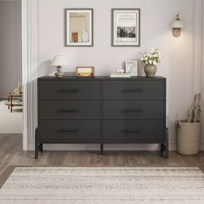 Garvee 6 Dresser for Bedroom, 52 Wide Drawer with Large Storage Space, Freestanding Wooden Closet Storage Dresser Chest for Bedroom