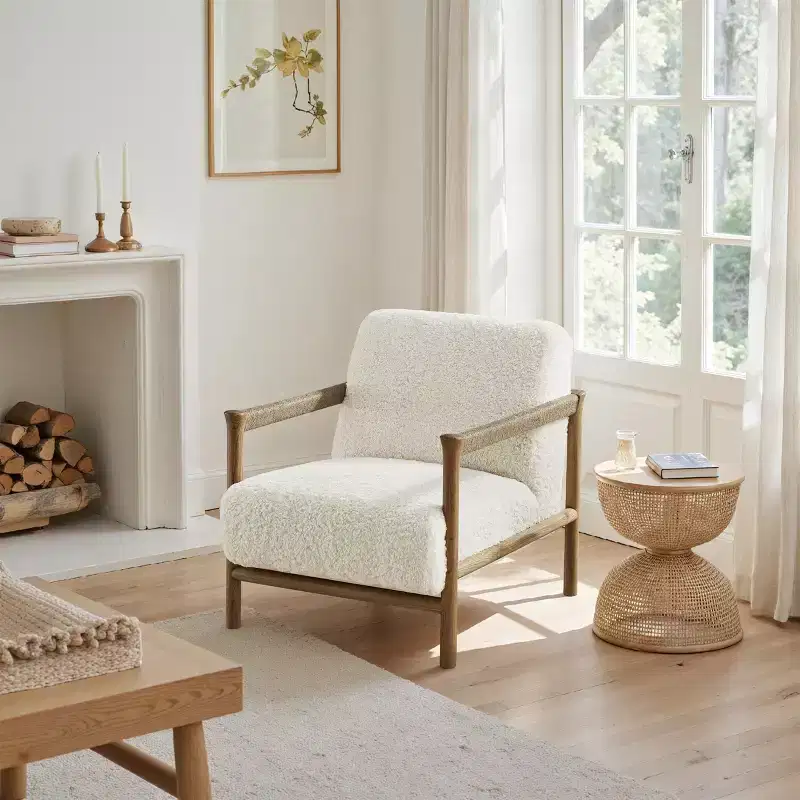 Art Leon Wood and Fabric Accent Chair