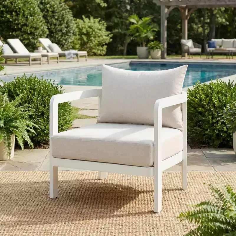Christopher Knight Home Miguel Modern Aluminium Patio Accent Chair with Curved Backrest and Cushion