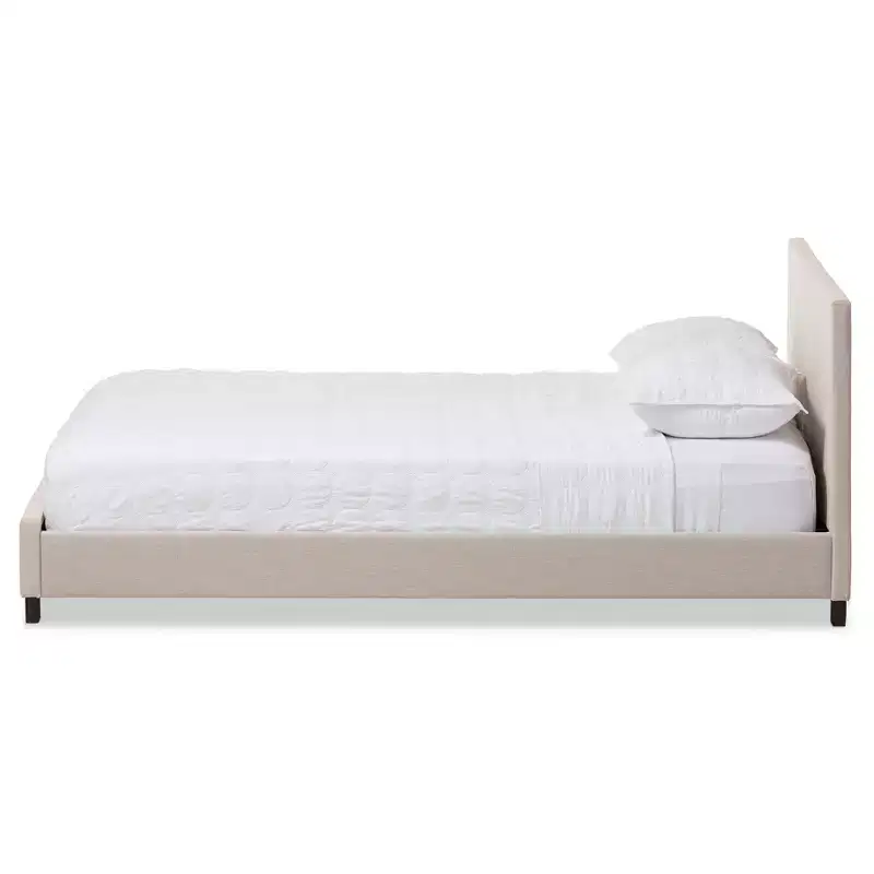 Elizabeth Modern And Contemporary Fabric Upholstered Panel Stitched Platform Bed - Baxton Studio