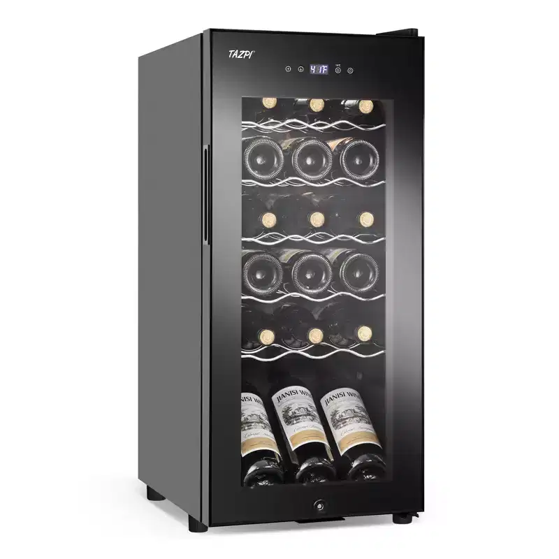 Hooure 13.6 in. 18 Bottle Wine Cooler Freestanding Wine Refrigerator with Door Lock