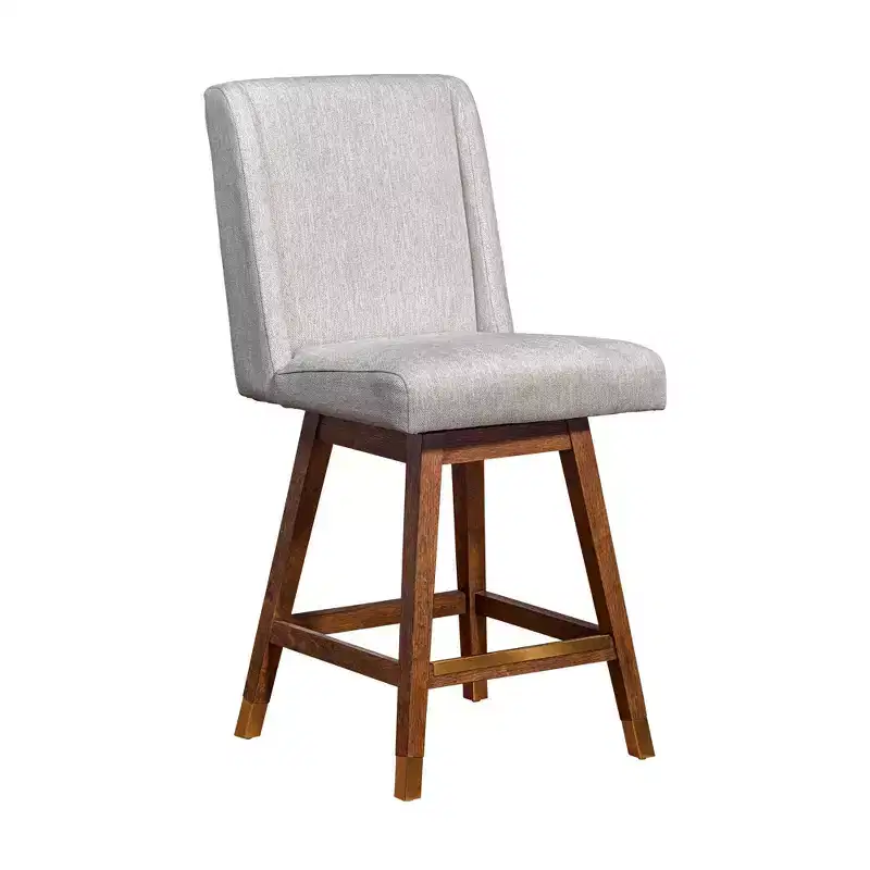 Armen Living Stancoste Wood Finish with Fabric Swivel Counter Height Barstool