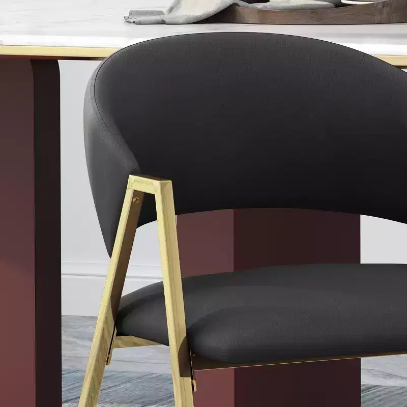 Okak Set of 2 Modern Dining Chairs, Fabric Dining Room Chairs, Upholstered Kitchen Side Chairs with Curved Backrest & Metal Frame