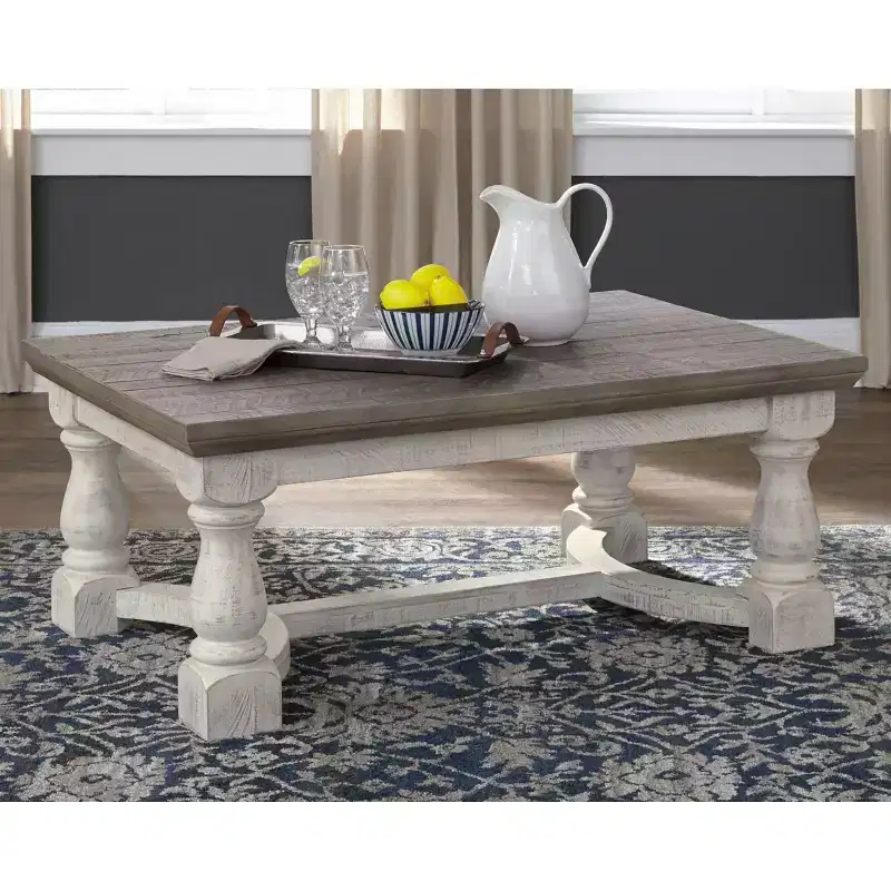 Havalance Coffee Table Gray/White - Signature Design by Ashley: Rustic Vintage Storage, Two-Tone Distressed Wood