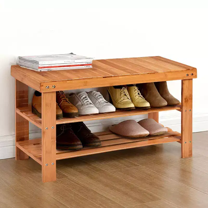 3 Tier Bamboo Shoe Rack Bench Storage Shelf Organizer Entryway Home