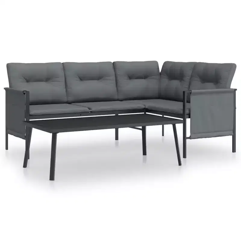 vidaXL Patio Lounge Set Outdoor Furniture Sectional Sofa Anthracite Steel