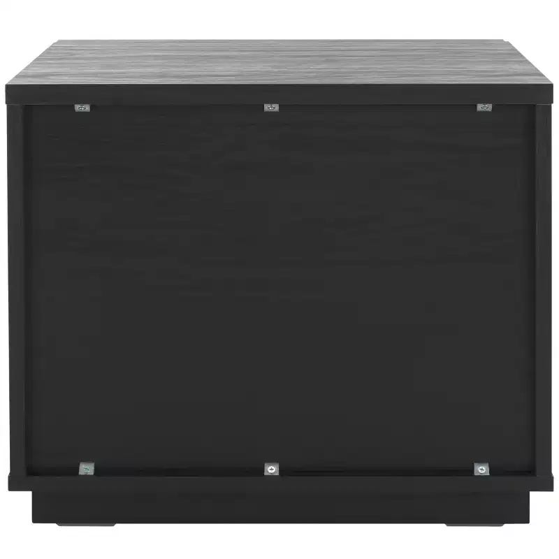 2-Drawer Nightstand with Reeded Wood Detail & Tapered Legs, Walnut Finish