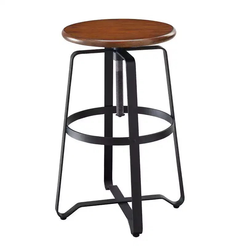Carolina Living Smythson Adjustable Counter Height Barstool Chestnut/Black: Solid Mango Wood, No Assembly Required