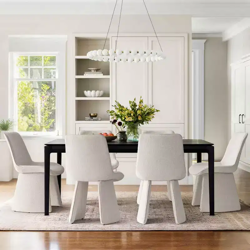 Set of 6 Modern Fully Upholstered Dining Chairs with Sculptural Silhouette,Soft Padded Armless Side Chairs for Dining Room or Kitchen-Panipeachy