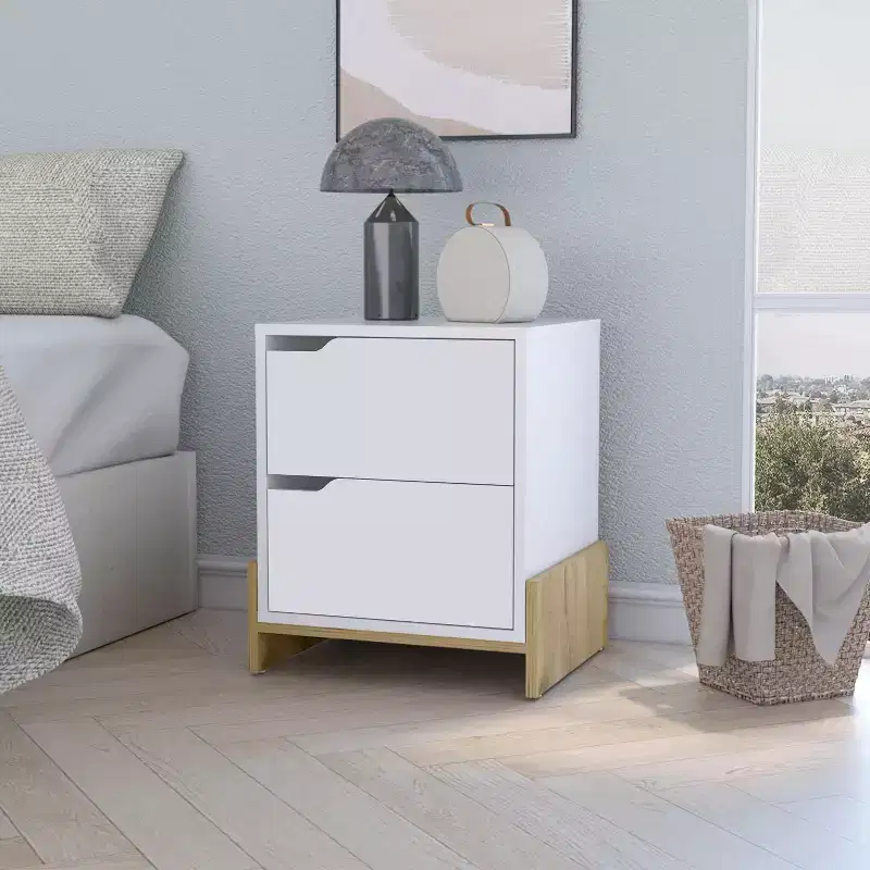 Stylish Functional 2 Drawer Nightstand for Bedroom Living Room
