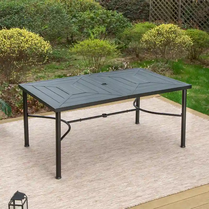 7-Piece Patio Dining Sets , 6 Textilene Fabirc Chairs and 1 Metal Table with 2.1 Umbrella Hole