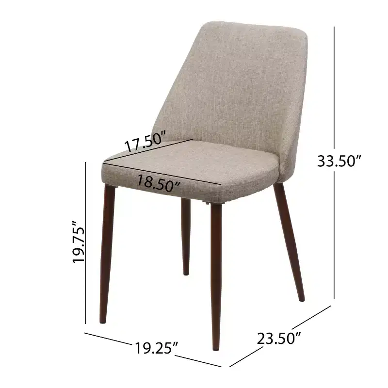 GDFStudio Fira Mid-Century Modern Upholstered Dining Chairs wiith Iron Legs (Set of 2)