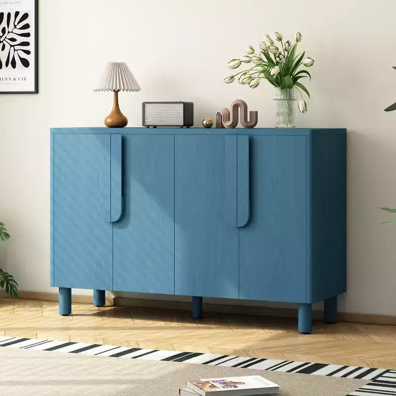 4-Door Buffet Cabinet with Storage, Wood Sideboard Cabinet with Handles and Adjustable Shelves