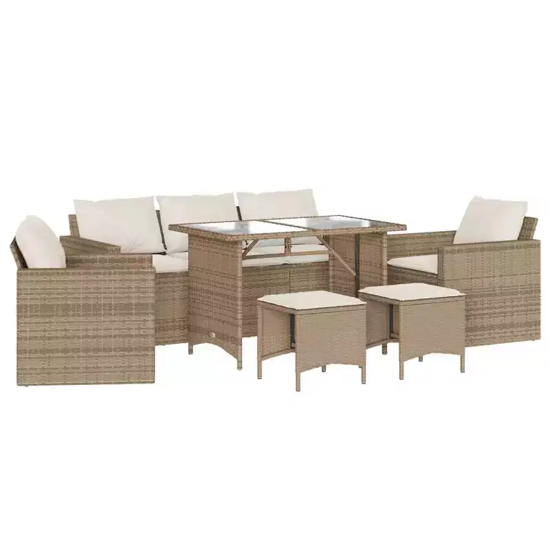 vidaXL Patio Sofa Set with Cushions, Table and Modular Sofas, 6 Piece Poly Rattan