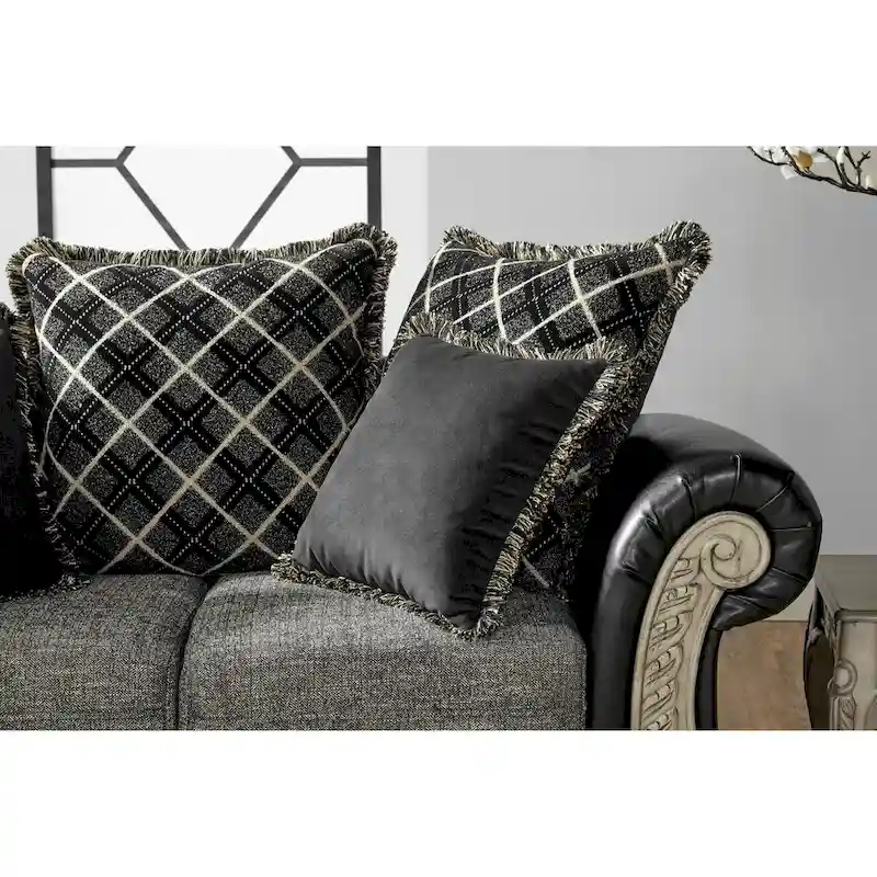 Roundhill Furniture San Marino Two-tone Fabric Wooden Sofa and Loveseat Set