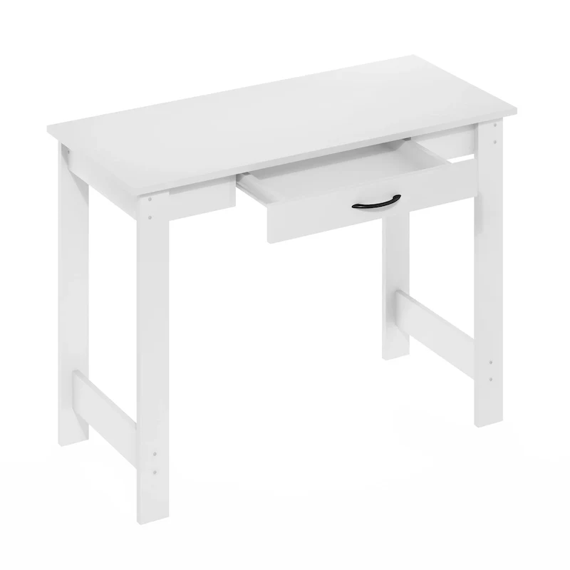 Writing Desk with Drawer | White | Compact Home Office Computer Desk