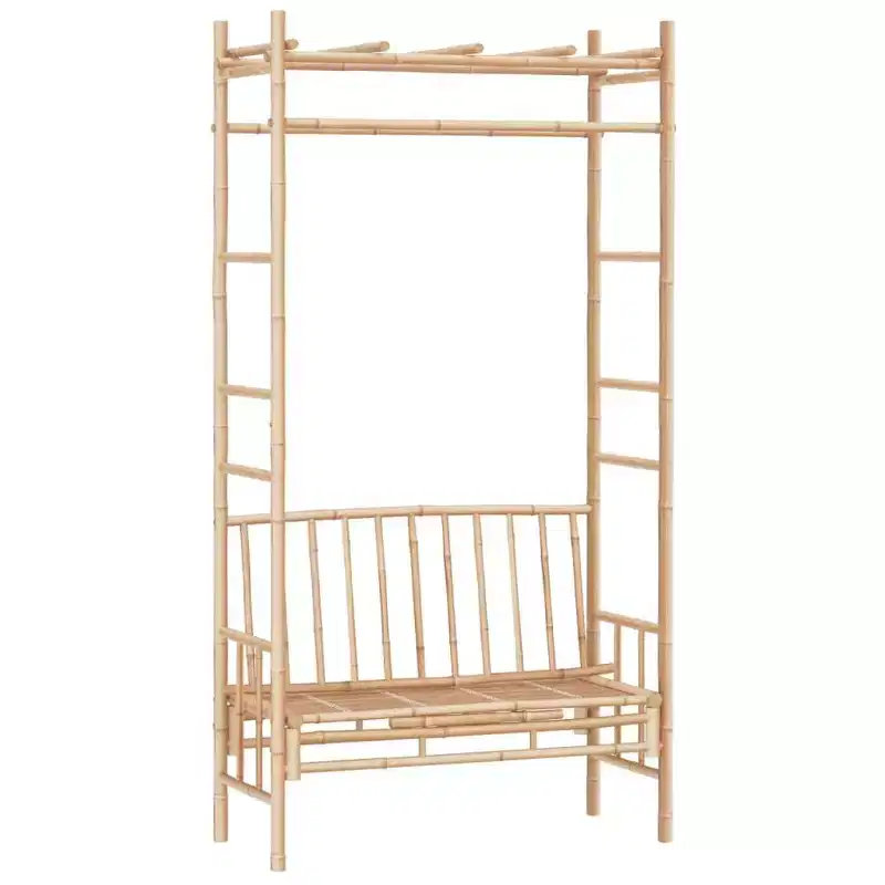 vidaXL Bamboo Patio Garden Bench Chair with pergola/Trellis - Outdoor seat for Climbing Plants - 45.7 x 20.5 x 86.6 - Farmhouse Brown