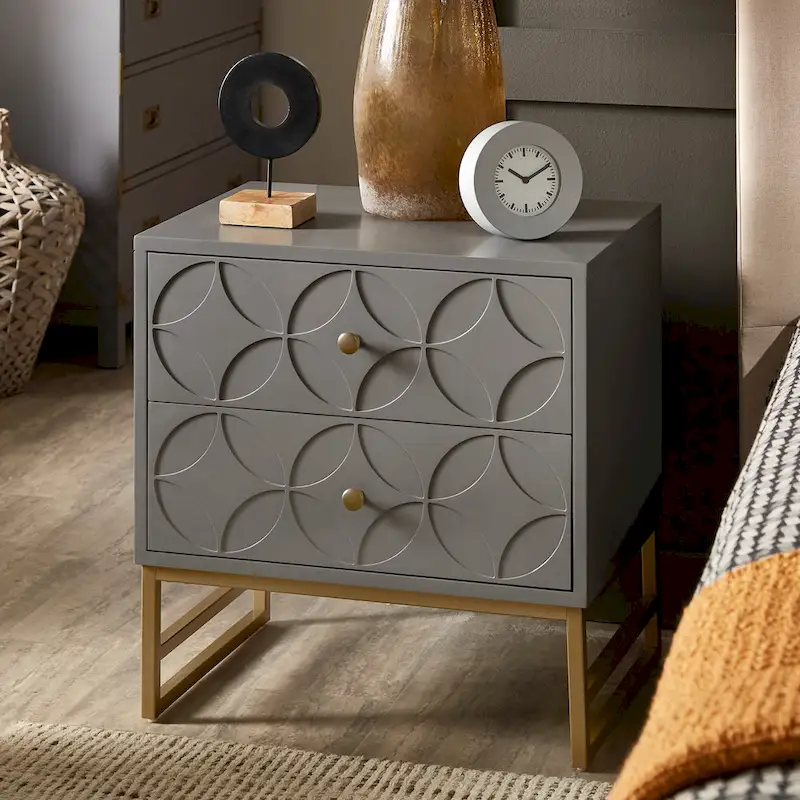 Luna Arched Diamond 2- Drawer Gold Metal End Table by iNSPIRE Q Bold