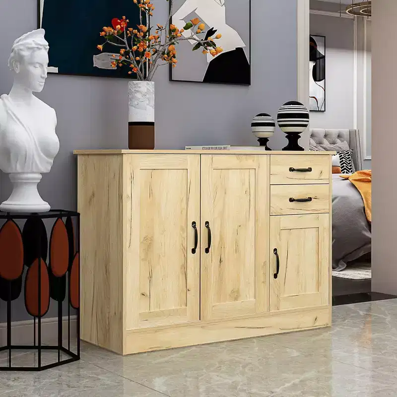 Okak Modern Sideboard Cabinet, Bufft Cabinet with 3 Doors and 2 Drawers, Storage Cabinet for Living Room, Dining Room, Kitchen
