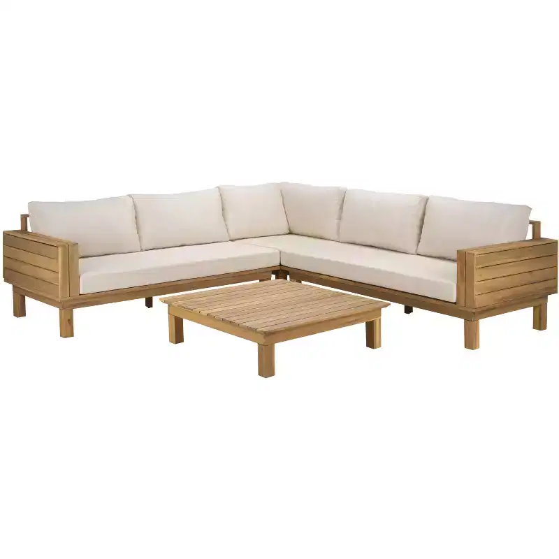 Napol 4 PC Acacia Patio Seating Set W/ Cushions - Indoor/Outdoor - PAT6806 - Safavieh