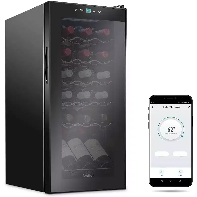 Ivation 18 Bottle Freestanding Wine Refrigerator, Wine Fridge with Wi-Fi Smart App Control