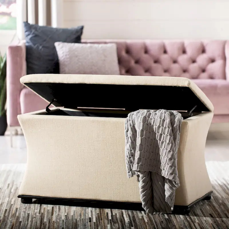 SAFAVIEH Gigi Cream Linen Storage Bench - 36 W x 19 D x 21 H - 36Wx19Dx21H