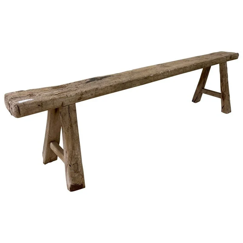 Weathered Natural Vintage Noodle Bench, 1-Seat / 2-Seat / 3-Seat