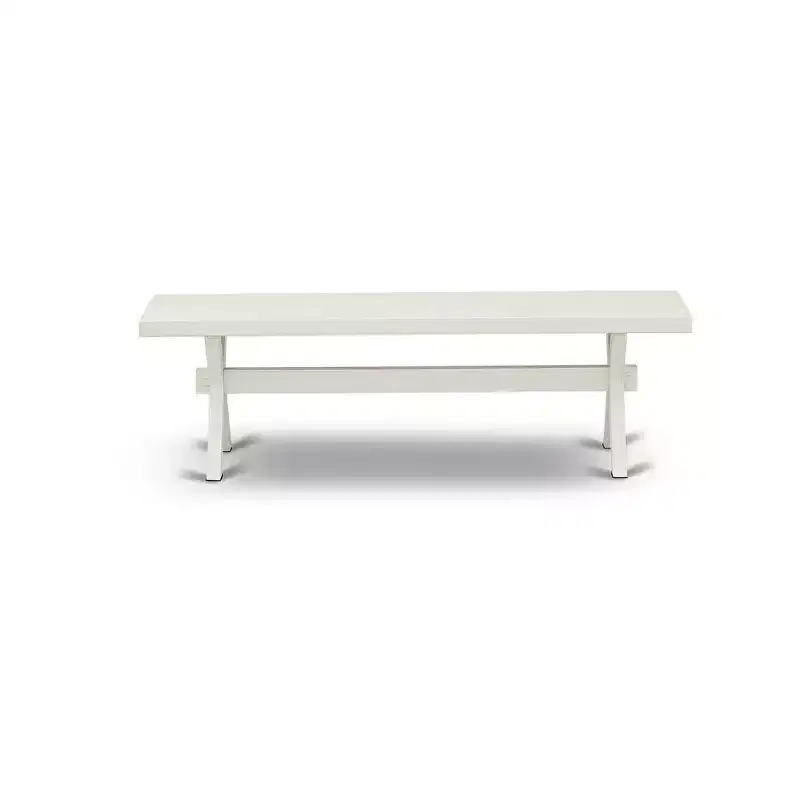 X-Style Modern Dining Room Bench with Wood Seat, 60x15x18 Inch, Pure White