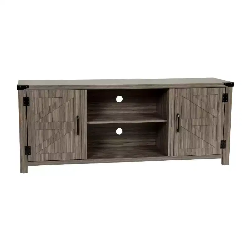 Emma and Oliver 59 Inch Barn Door TV Stand Fits up to 65 TV's with Adjustable Shelf