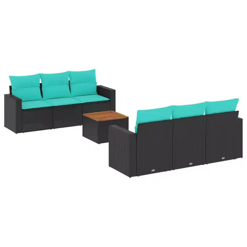 vidaXL 7 Piece Patio Sofa Set with Cushions Poly Rattan