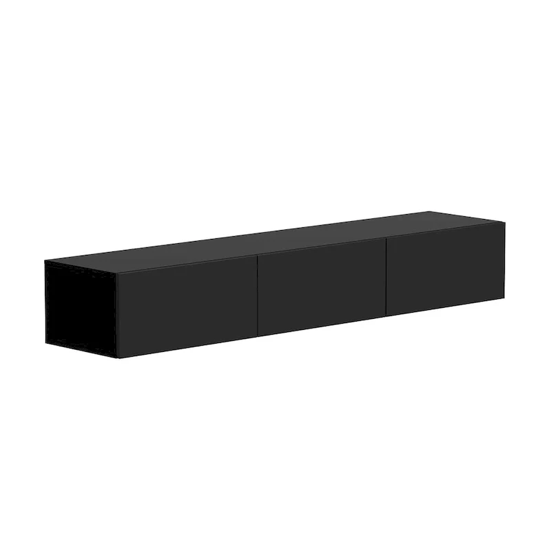 63 Floating Entertainment Center, Wall Mount LED TV Stand High Gloss