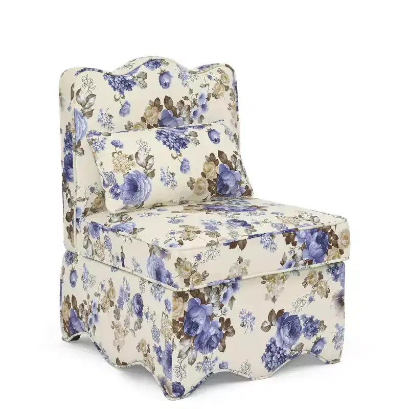 Flannel Single Dining Chair with Soft Cushion, Backrest & Matching Waist Pillow – No Armrests