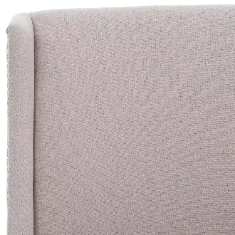 Taupe Linen Armless Dining Chair, High Back, Nailhead Trim – Set of 2