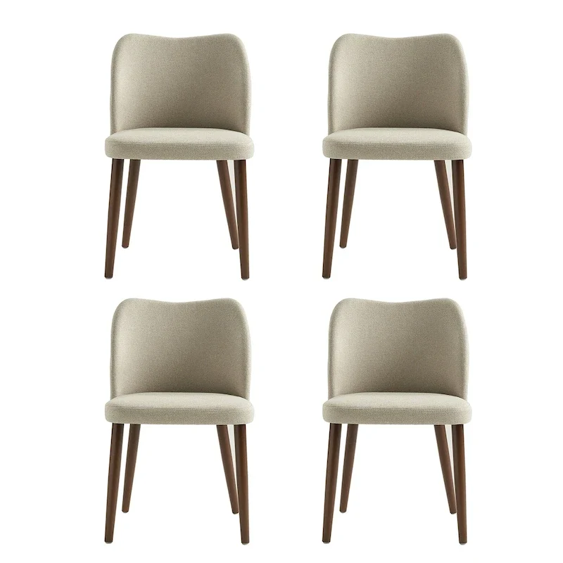 Solid Wood Dining Chair Set of 4 with Curved Backrest