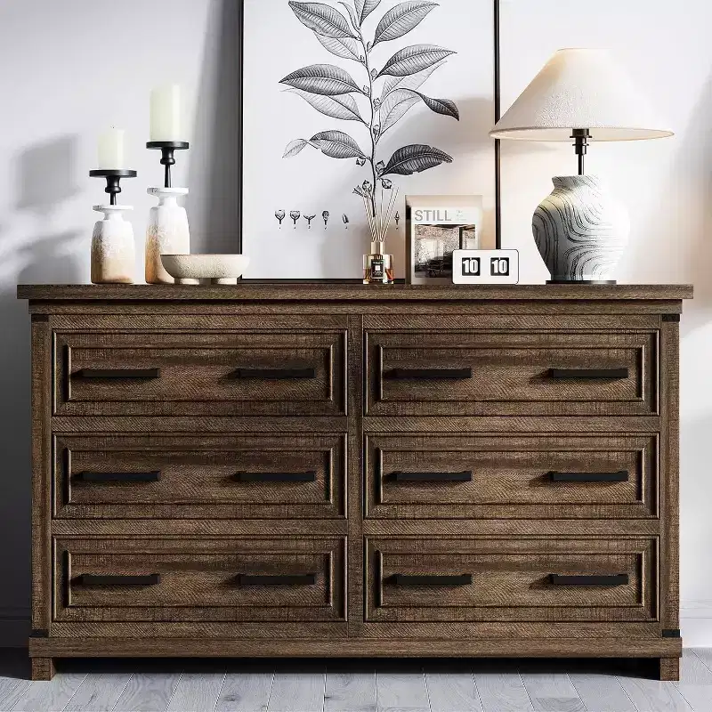 Farmhouse 6 Drawer Dresser, 55