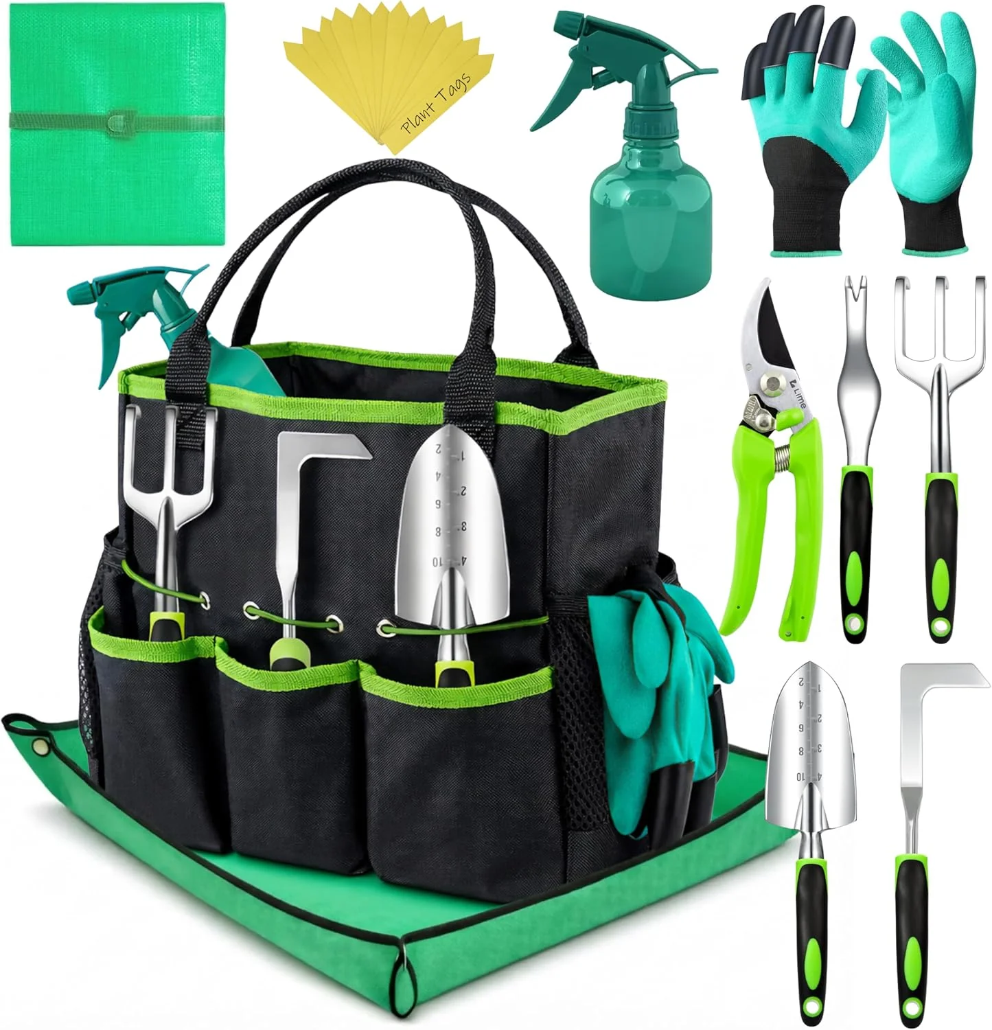 Heavy Duty Garden Tool Set with Ergonomic Handle and Carry Bag