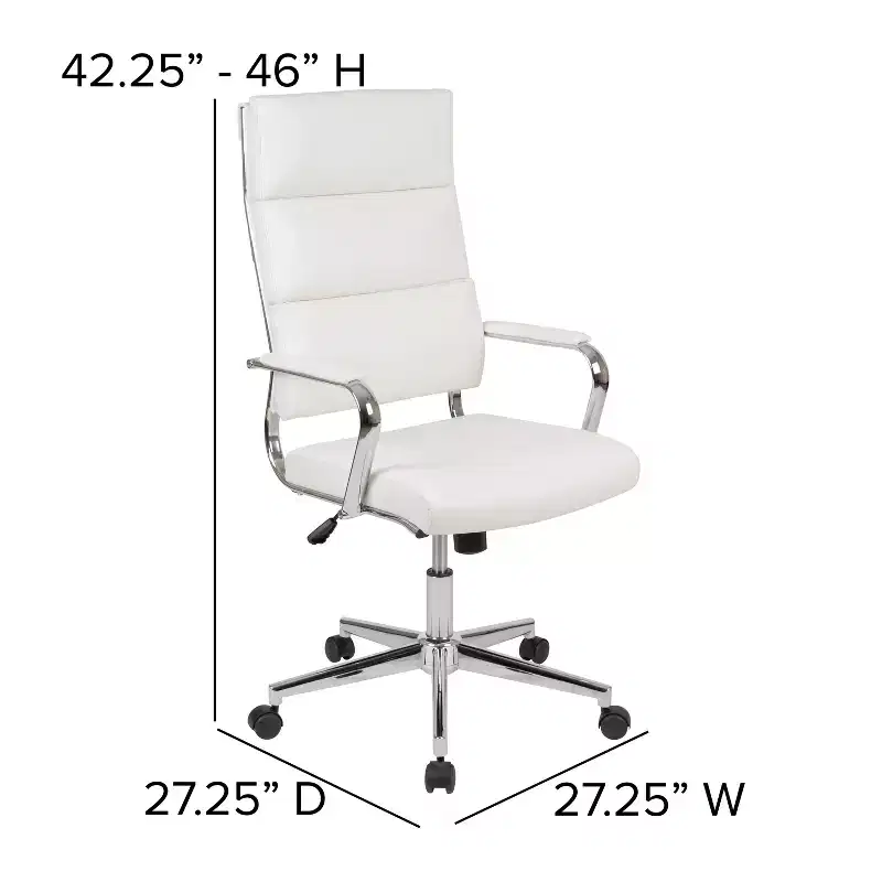High Panel-Back Ergonomic Office Chair with Padded Metal Arms Executive Swivel Computer Desk Chair