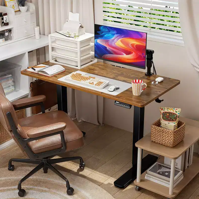 Height Adjustable Electric Standing Desk, 63 x 28 Inches Sit Stand up Desk, Large Memory Computer Home Office Desk with Two-Piece Desktop