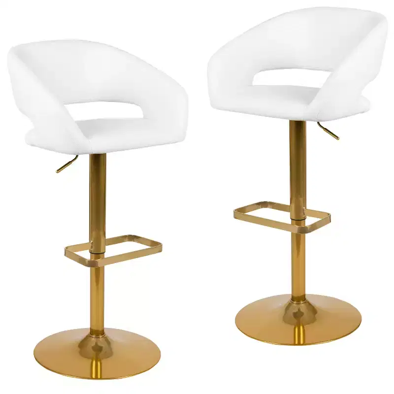 Flash Furniture Contemporary Vinyl Adjustable Height Barstool with Rounded Mid-Back, Set of 2