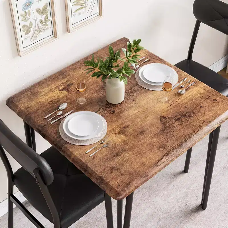 3 Piece Dining Table Set, with 2 Upholstered Chairs